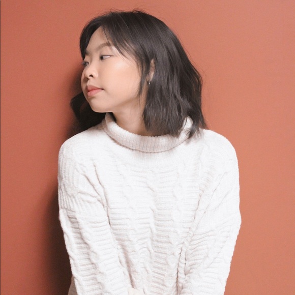 Cream Turtle Neck Slit Mini Dress / Top - Picture 3 of 6